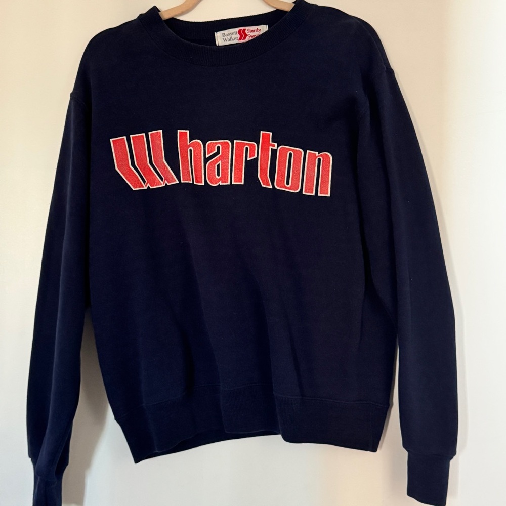 Wharton Navy Sweatshirt with Red Logo